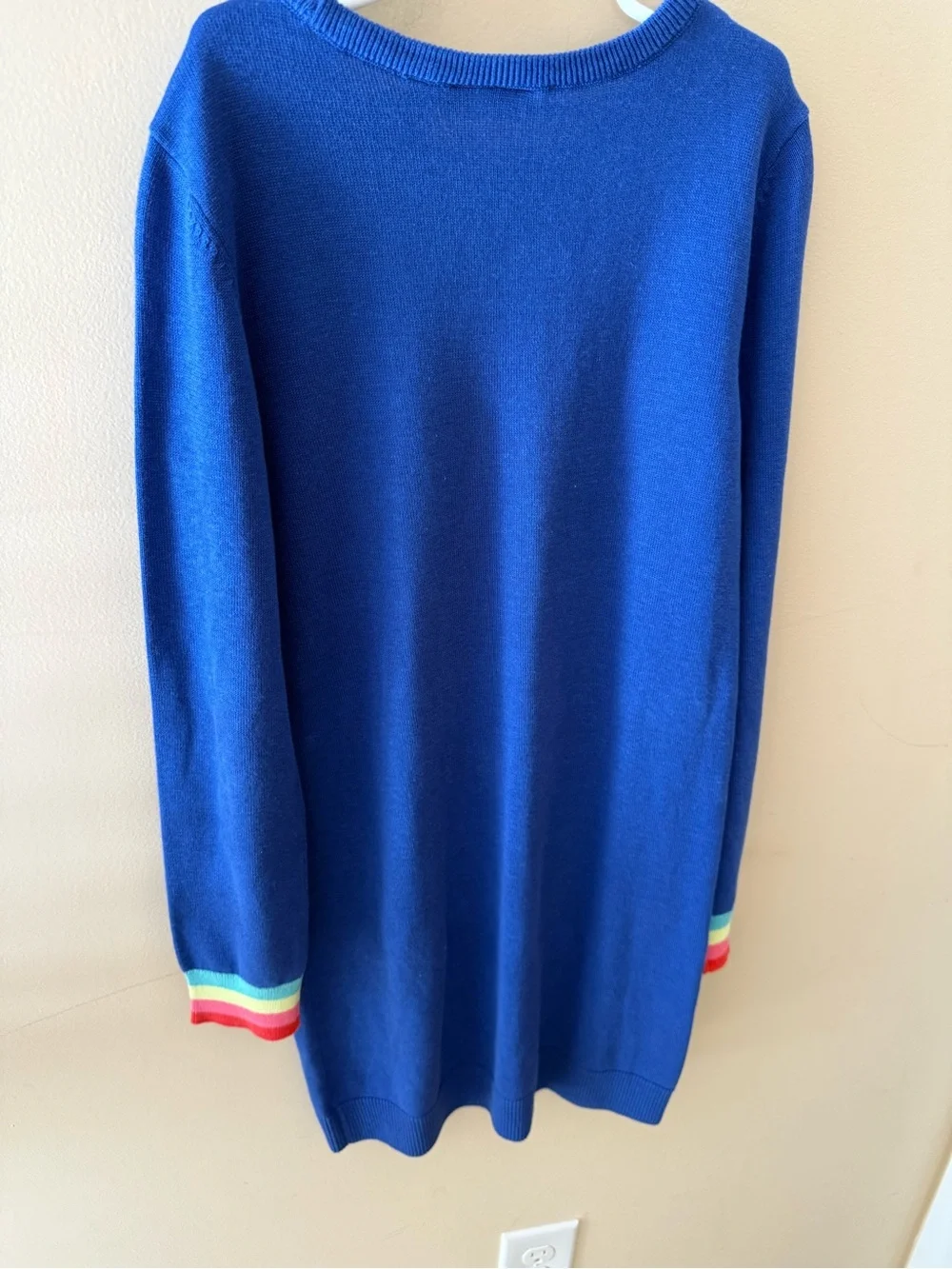 Childrens place knit long sleeve dress star print blue size 10